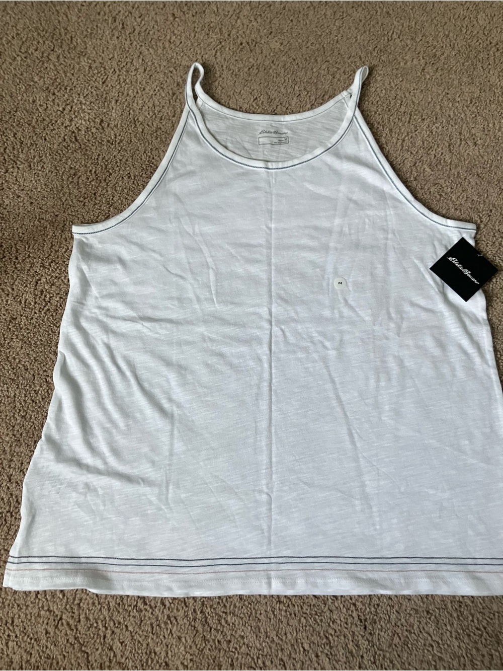 Eddie Bauer White Tank Top with Contrast Trim